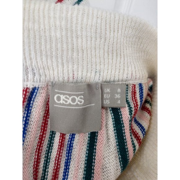 ASOS Co Ord Knitted Skirt in Stripe Cotton Linen Sweater Knit Size 4 - Picture 9 of 11